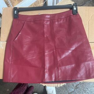 Lulu's Chic Maroon Leather Pencil Skirt